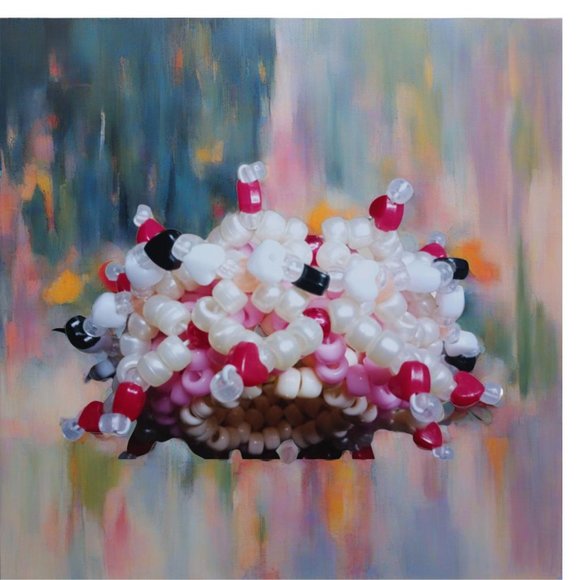 Red Beaded Heart On 3D Kandi Cuff - Picture 3 of 6